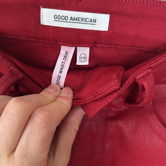 Good American Good Waist Cropped Red Ankle Cropped Jeans 6/28 - Picture 2 of 9